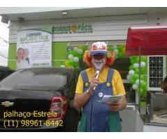 palhaço para loja, locutor para inauguração