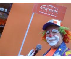 palhaço para loja, locutor para inauguração