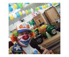 palhaço para inauguração de loja