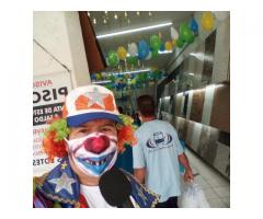 palhaço para inauguração de loja